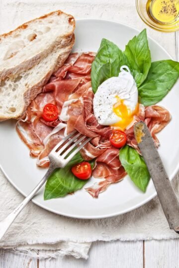 Ham Salad with Poached Egg